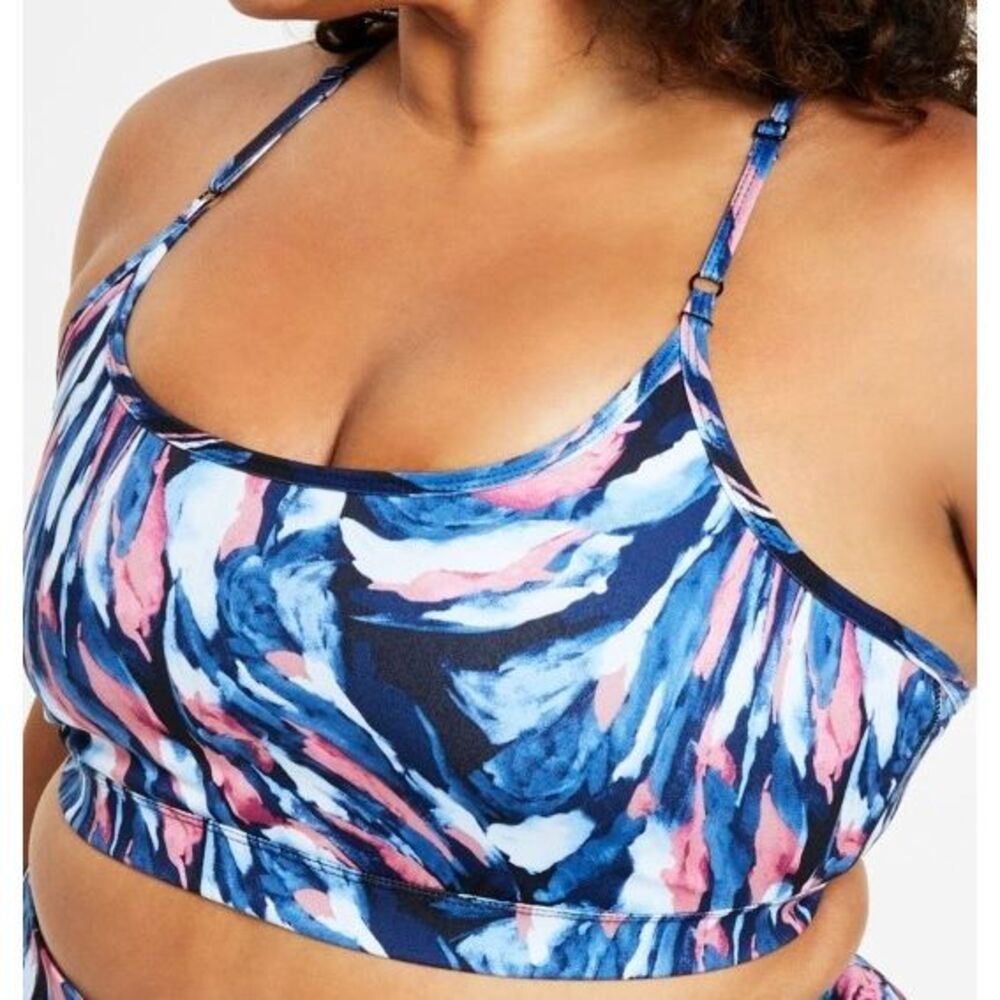 ID Ideology Plus Size Brushstroke-Print Low-Impact Sports Bra, Created for Macy'